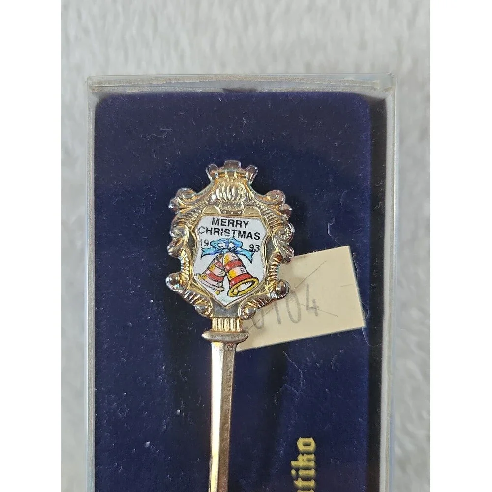 Vintage Antiko Silver Plated Spoon Merry Christmas 1988 Souvenir Floral